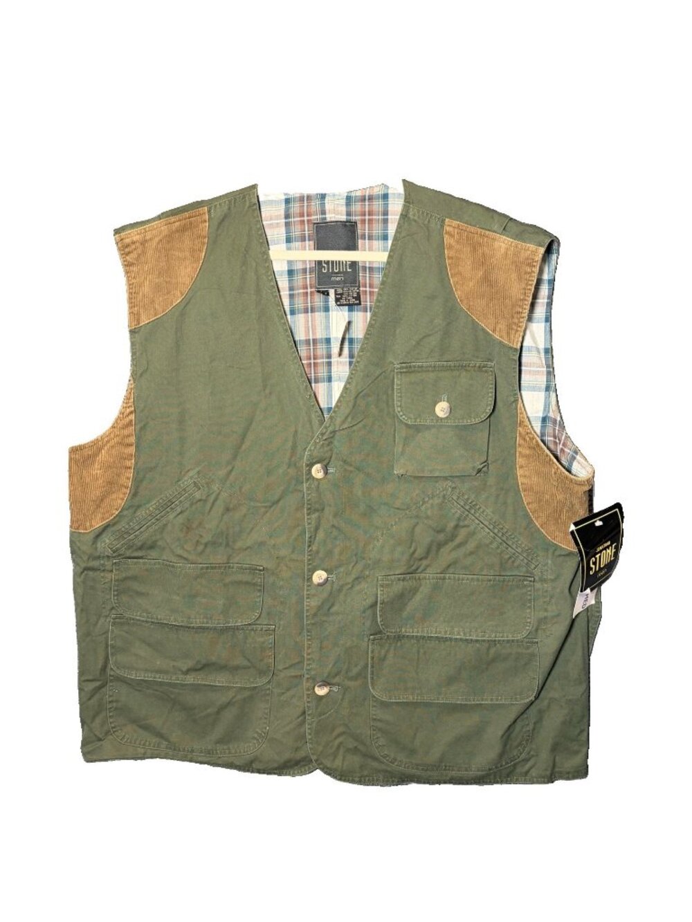 Jonathan Stone Men's 2XL Vintage Utility Outdoor Olive Green Vest Y2K 90's NWT